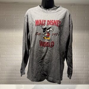 Walt Disney World Long Sleeve T Shirt Mickey Mouse Est 1971 Gray Size M
